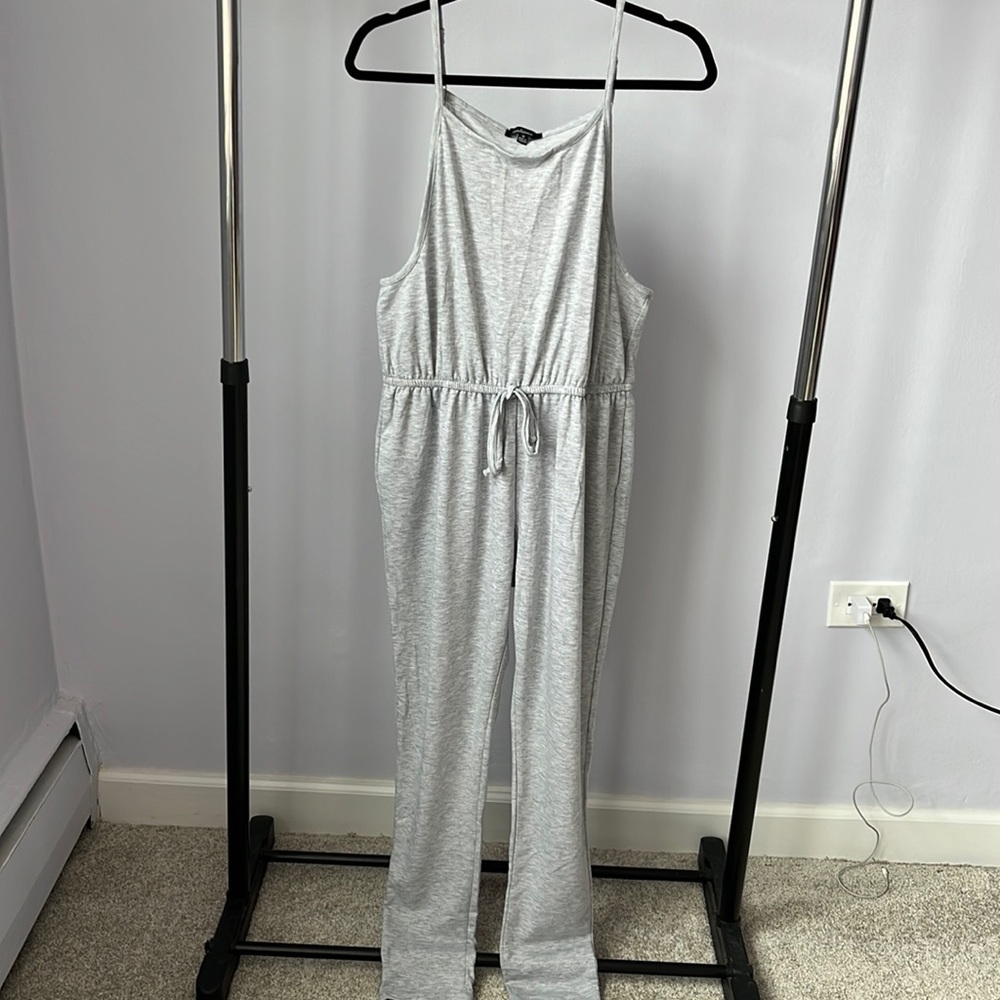 Ambiance light gray spaghetti strap jumpsuit size medium